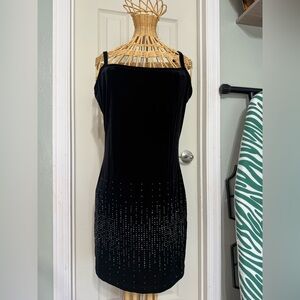 Double Fault Vintage Black Velvet Dress with glitter Detailing Women’s Large